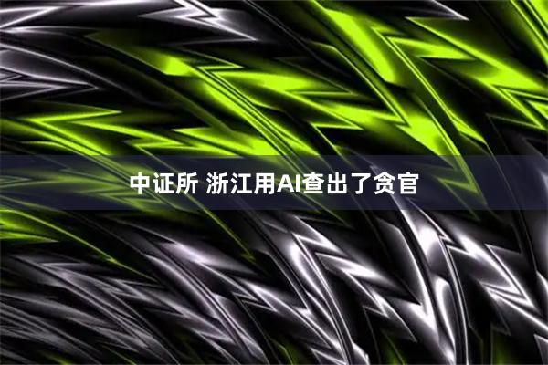 中证所 浙江用AI查出了贪官