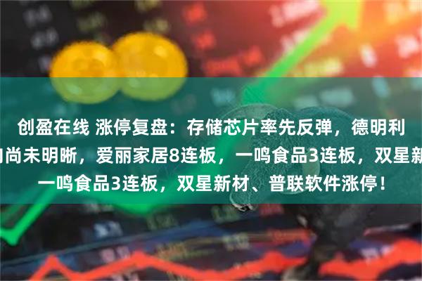 创盈在线 涨停复盘：存储芯片率先反弹，德明利反包涨停！主线方向尚未明晰，爱丽家居8连板，一鸣食品3连板，双星新材、普联软件涨停！